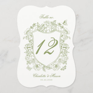 Garden Wedding Sage Die-cut Table Number Card
