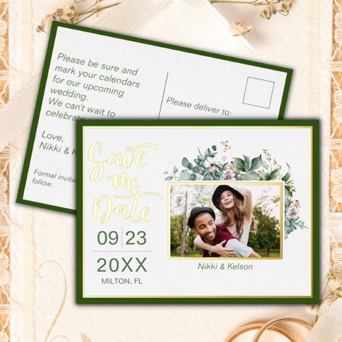 Garden Wedding Save the Date Foil Post Card