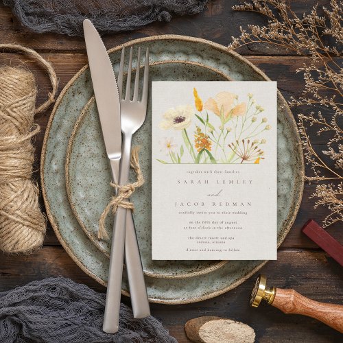 Garden Wedding Simple Wildflowers Botanical  Invitation