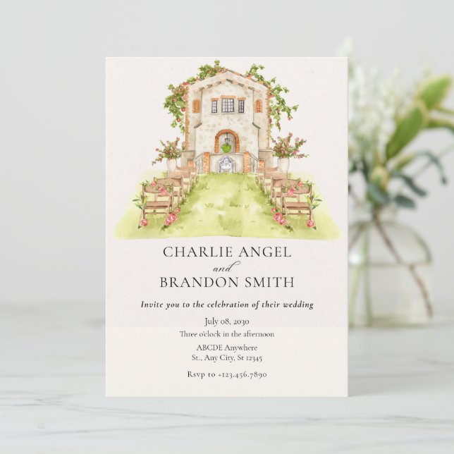 Garden wedding venue  invitation (Standing Front)