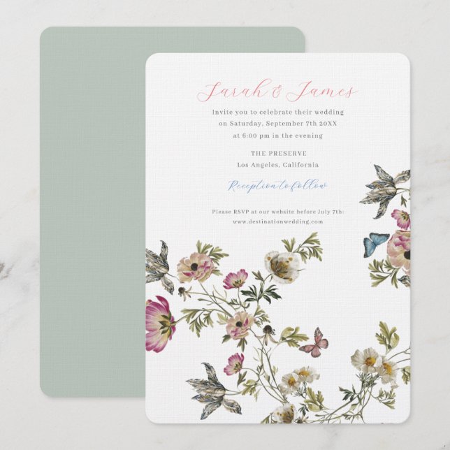 Garden Wedding Wildflowers Invitation (Front/Back)