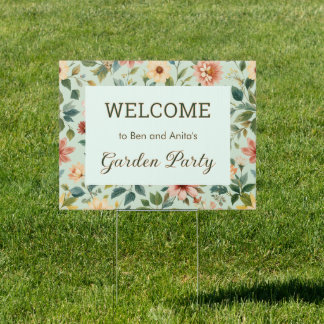 Garden Welcome Floral Patterned Sign