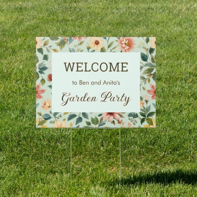 Garden Welcome Floral Patterned  Sign (Insitu)