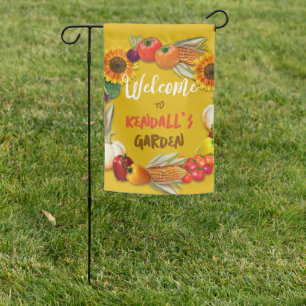Garden Welcome Personalized Yard Flag Gold