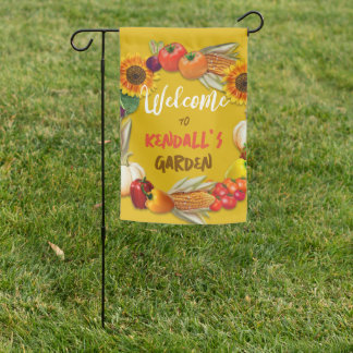 Garden Welcome Personalized Yard Flag Gold