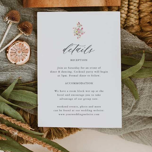 Garden Whimsical Floral Elegant Wedding Details Enclosure Card (Creator Uploaded)