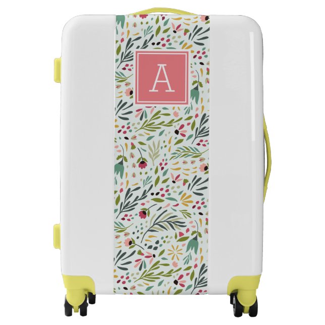 Garden Whimsy Floral Monogram Luggage (Front)