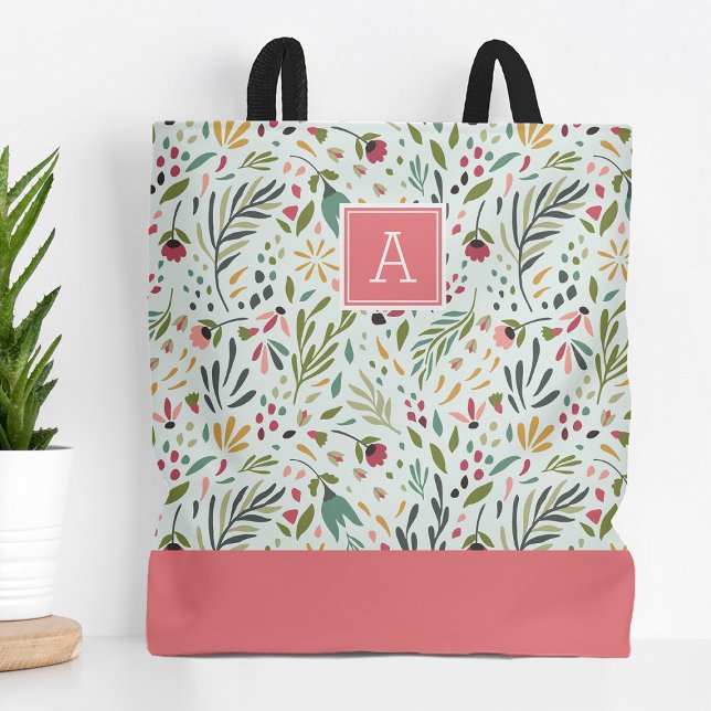 Garden Whimsy Floral Monogram Tote Bag (Creator Uploaded)