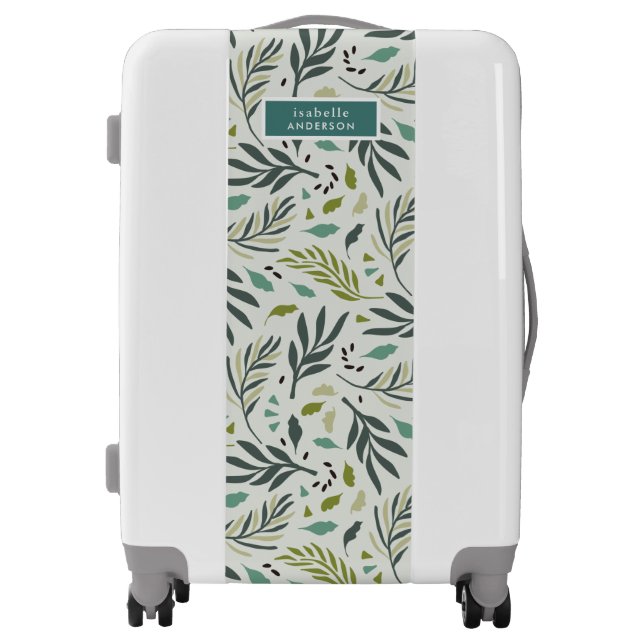 Garden Whimsy Greenery Monogram Luggage (Front)