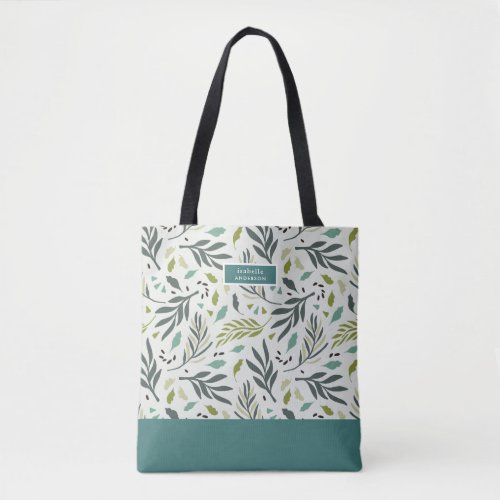 Garden Whimsy Greenery Monogram Tote Bag