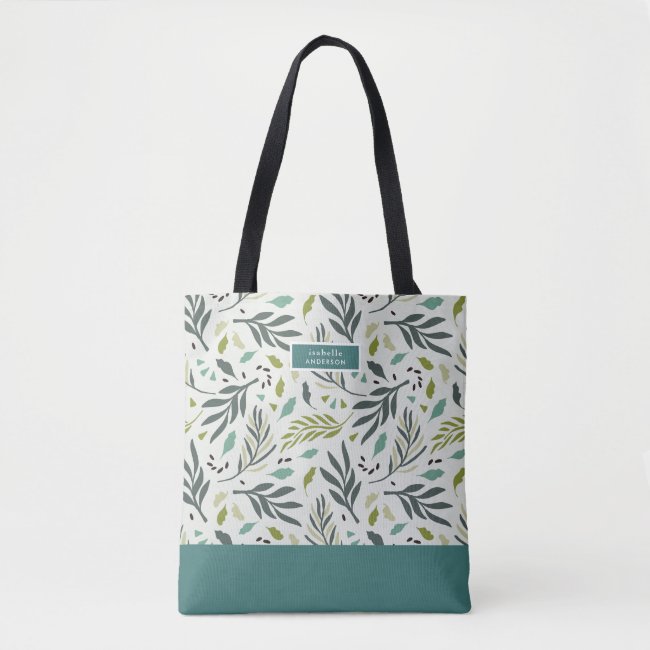 Garden Whimsy Greenery Monogram Tote Bag