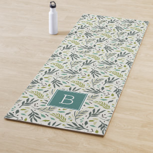 Garden Whimsy Greenery Monogram Yoga Mat