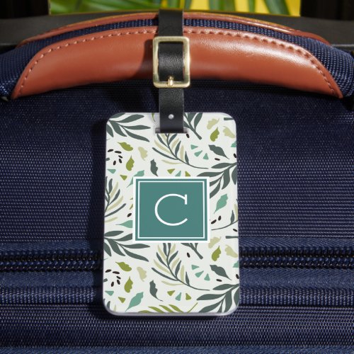 Garden Whimsy Greenery Monogrammed Luggage Tag