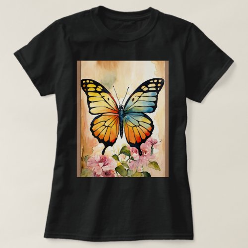 Garden Whimsy Oversized Watercolor Butterfly T_Shirt