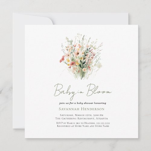 Garden Wildflower Baby in Bloom Baby Shower Invitation