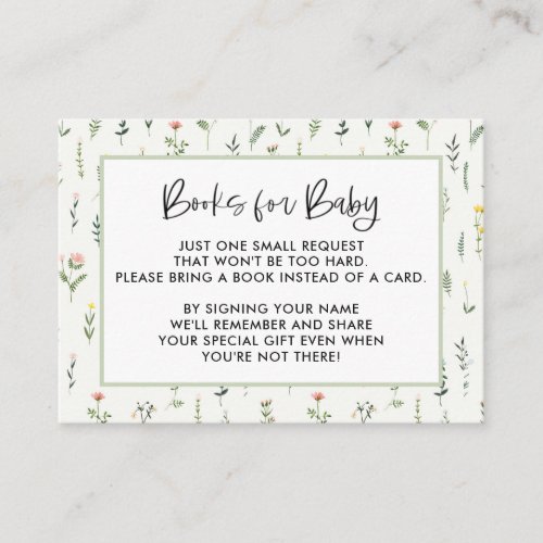 Garden Wildflower Baby Shower Book Request Cards