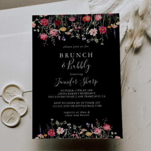 Garden Wildflower Brunch and Bubbly Bridal Shower Invitation