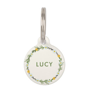 Garden Wildflower Floral Custom Name  Pet ID Tag