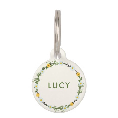 Garden Wildflower Floral Custom Name  Pet ID Tag