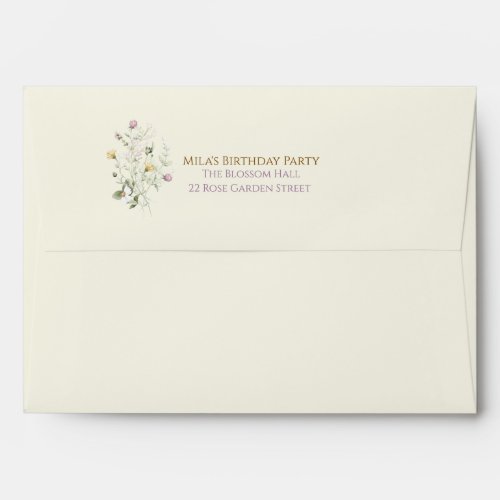 Garden Wildflower Girl Birthday Party Envelope