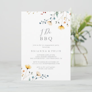 Garden Wildflower I Do BBQ Engagement Party Invitation