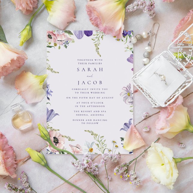 Garden Wildflower Purple Wedding Invitation (Garden Wildflower Purple Wedding Invitation)