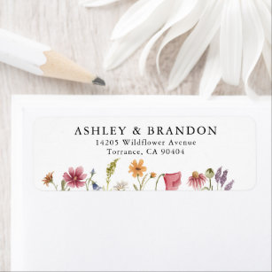 Garden Wildflower Wedding Return Address Labels