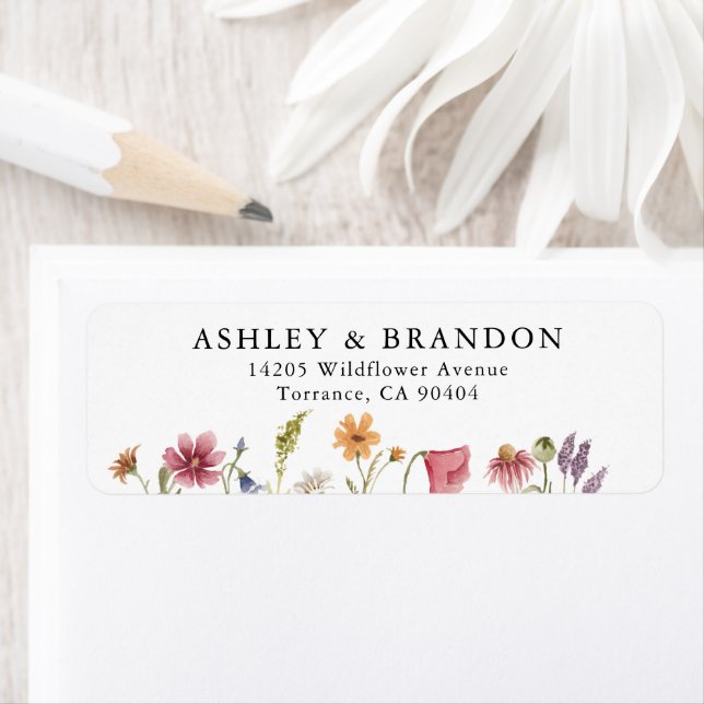Garden Wildflower Wedding Return Address Labels (Insitu)