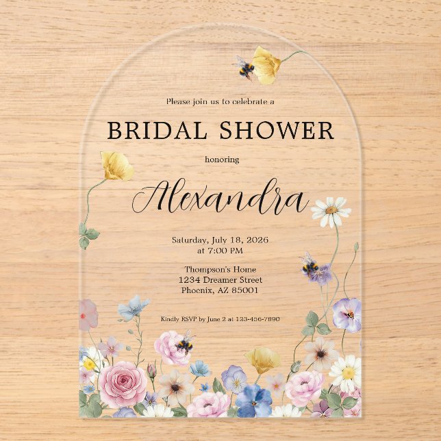 Garden Wildflowers Bridal Shower Invitation (Front)