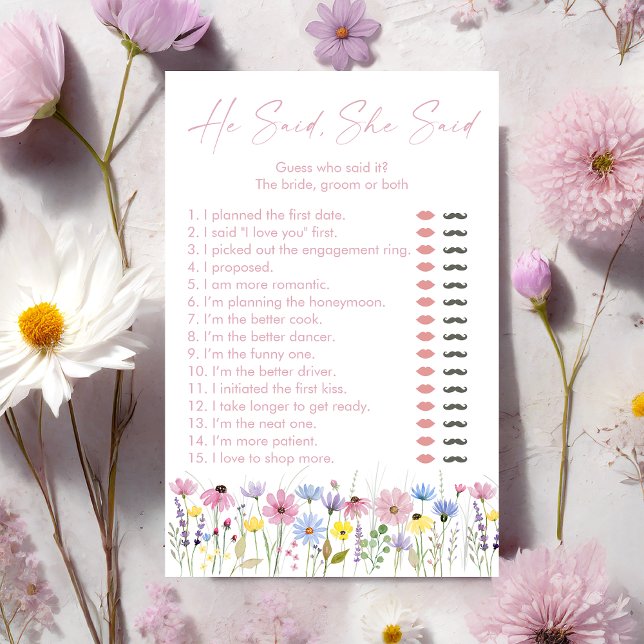 Garden Wildflowers He Said She Said Bridal Game (Creator Uploaded)