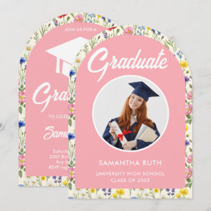 Garden Wildflowers Photo Graduation Party Invitation