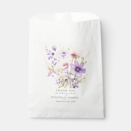 Garden Wildflowers Purple Lavender Purple Wedding Favor Bag