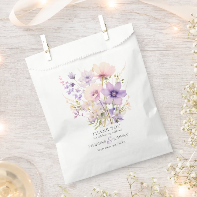 Garden Wildflowers Purple Lavender Purple Wedding Favor Bag (Clipped)