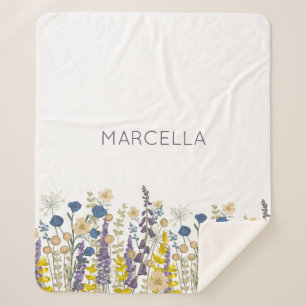 Garden Wildflowers Summer Garden Wedding Sherpa Blanket