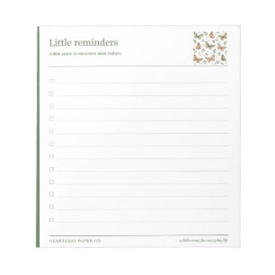 Garden Wings Reminder Checklist Notepad