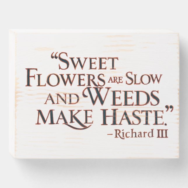 "Garden Wisdom" Elegant Minimalist Rustic Wooden Box Sign (Front Horizontal)