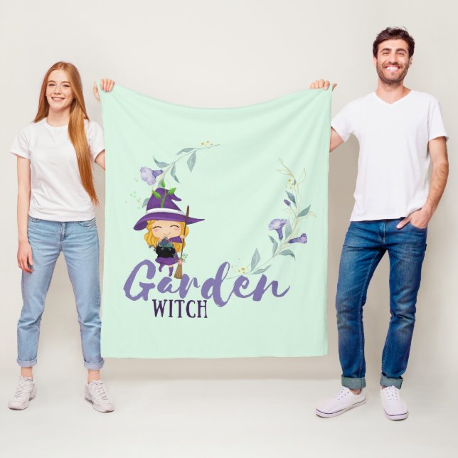 GARDEN WITCH - Personalize with text, spell, sigil Fleece Blanket (In Situ)