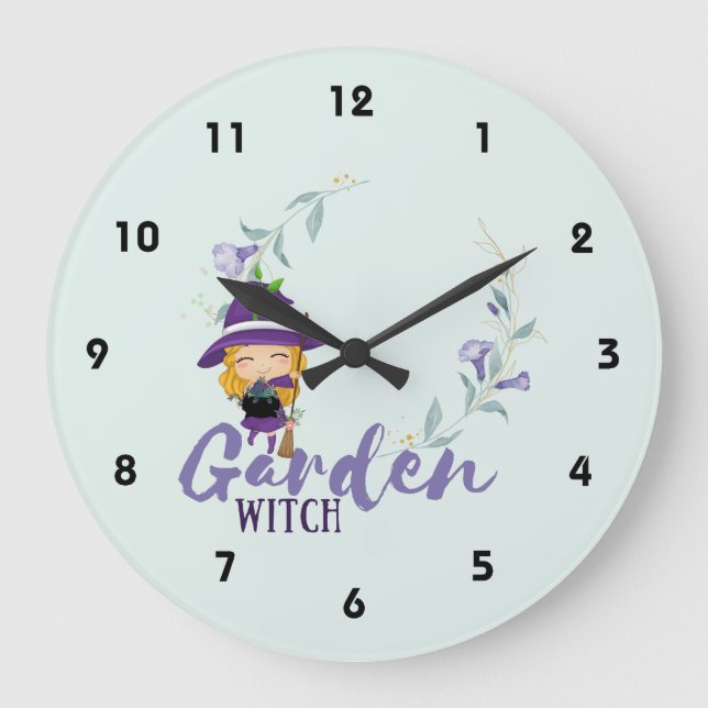 GARDEN WITCH - Personalize with text, spell, sigil Large Clock (Front)