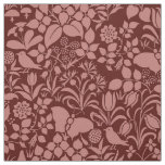 Garden with Birds and Butterflies, Brick Red Fabric