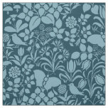 Garden with Birds and Butterflies, Peacock Blue Fabric