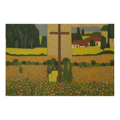 Garden with Crucifix by Gustav Klimt Wood Wall Wood Wall Art