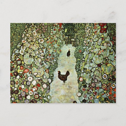 Garden with Roosters Gustav Klimt Postcard