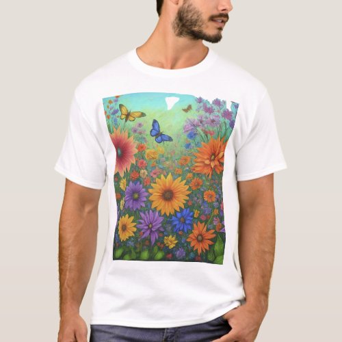 garden with talking flowers T_Shirt