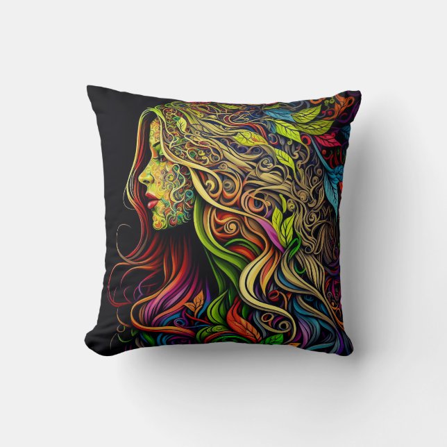Garden Woman Throw Pillow 16" x 16"  (Front)