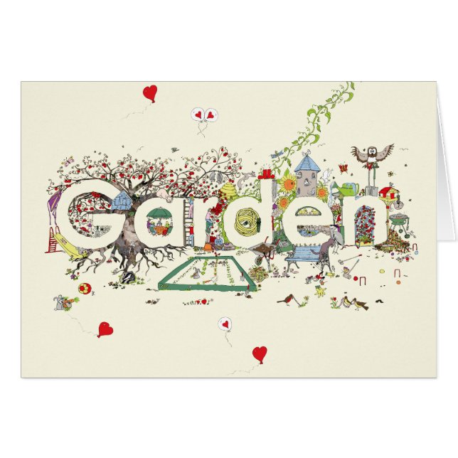 Garden Word Art Cute Funny Gardening Typography Cards (Front Horizontal)