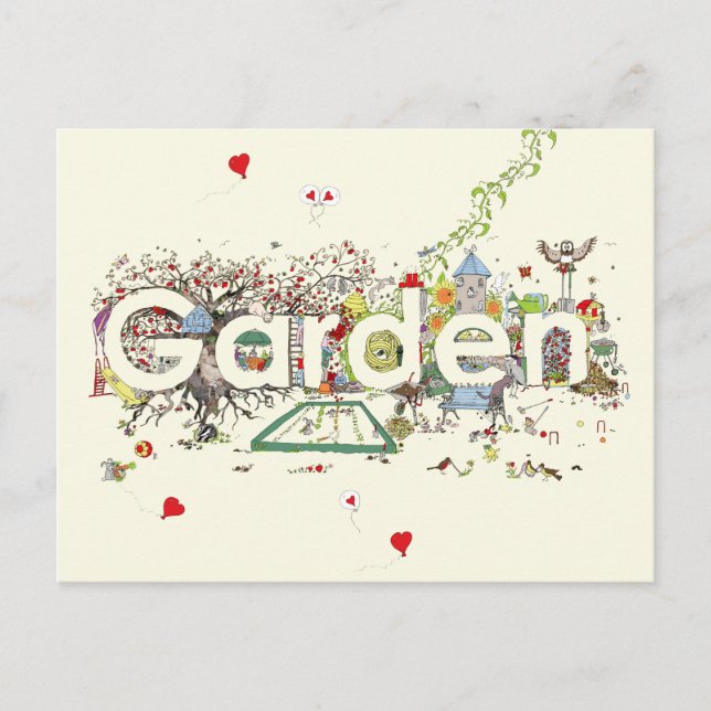 Garden Word Art Cute Funny Gardening Typography Postcard (Front)