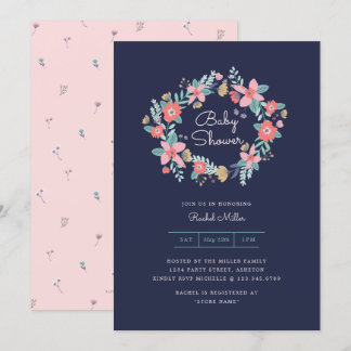Garden Wreath Baby Shower Invite