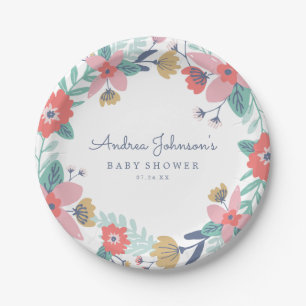 Garden Wreath Baby Shower Paper Plates
