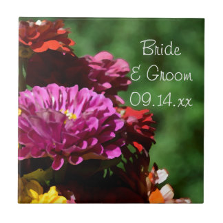 Garden Zinnia Flowers Wedding Ceramic Tile