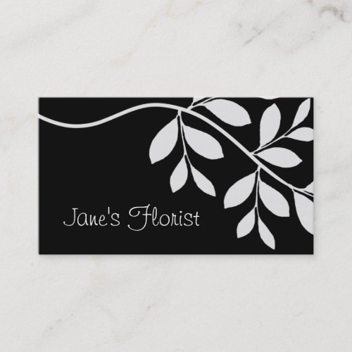 Gardener Business Card Leaf Branch Black &amp; White